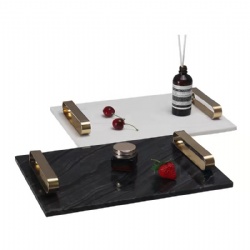 Home Luxury  Food Serving Marble Tray with Luxury handle
