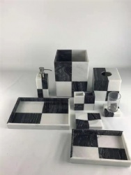 attractive   bathroom  set  black with white marble  splicing