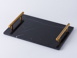 Marble Serving Tray + Golden Handles