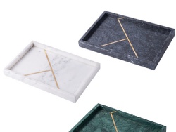 Marble Serving Tray with Copper strip