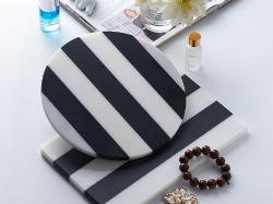 Marble Trays with Black and white stripe splicing