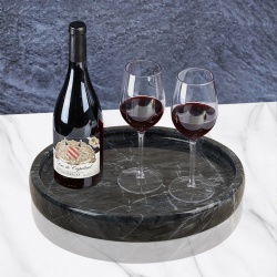 Marble try as a base for wine and champagne glasses
