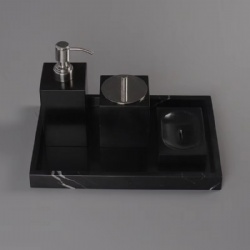 Hand made Natural Black Marble Bath Set