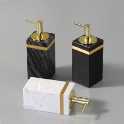 Volakas  white  marble soap dispenser with  Copper strip