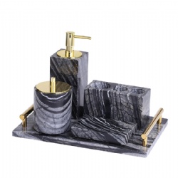 modern stylish collection of marble bathroom accessories